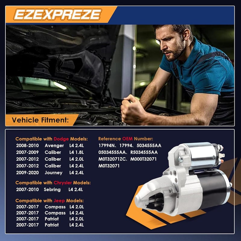 E EZEXPREZE إيزي إكسبريز 17994 بادئ متوافق مع كرايسلر سيبرينغ 2.4 لتر 07-10 دودج أفنجر 2.4 08-10 كاليبر 1.8 لتر 2.0 لتر 2.4 07-12 جورنّي 2.4 09-20 متوافق مع جيب كومباس 07-17 باتريوت 07-17 5034555AA - Image 2